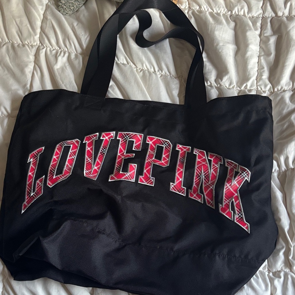 PINK Victoria's Secret Black and Pink Love Tote